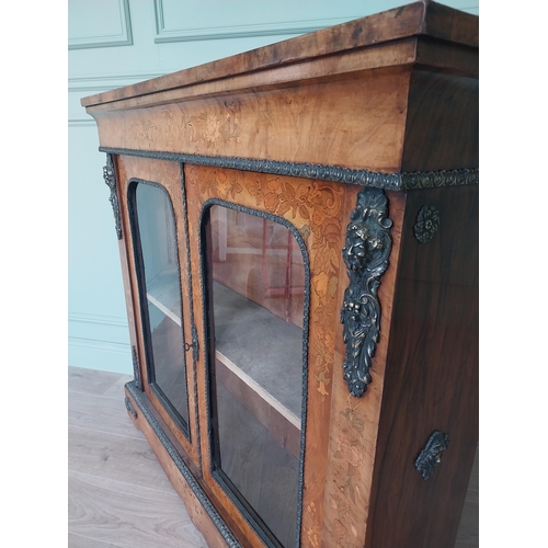 25 - Good quality 19th C. French walnut side cabinet with two glazed doors and ormolu mounts {112 cm H x ... 