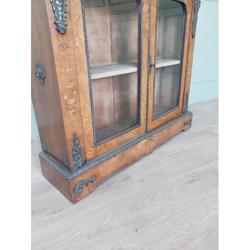 25 - Good quality 19th C. French walnut side cabinet with two glazed doors and ormolu mounts {112 cm H x ... 