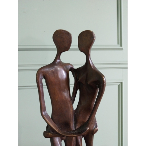 254 - Exceptional quality contemporary bronze sculpture ' The Lovers'  mounted on marble base {52 cm H x 1... 