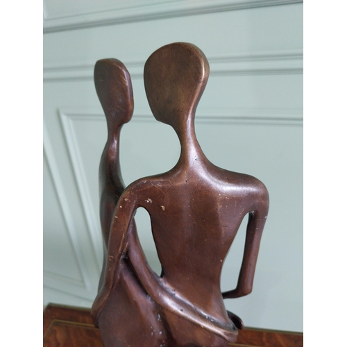 254 - Exceptional quality contemporary bronze sculpture ' The Lovers'  mounted on marble base {52 cm H x 1... 