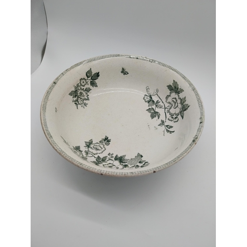 263 - First period Belleek transfer pattern bowl {12 cm H x 37 cm Dia.}.