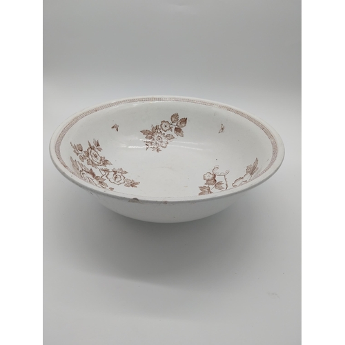 264 - First period Belleek transfer pattern bowl {12 cm H x 39 cm Dia.}.