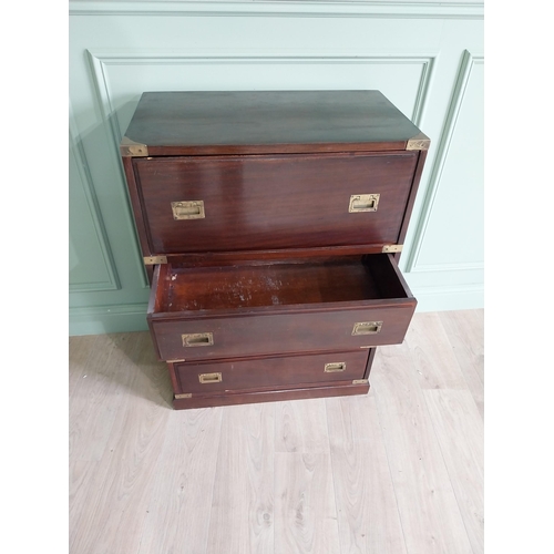 267 - Mahogany and brass bound campaign chest of drawers with fitted interior {100 cm H x 47 cm W x 33 cm ... 