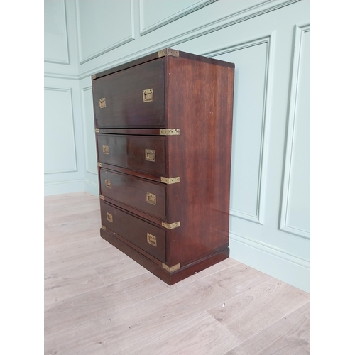 267 - Mahogany and brass bound campaign chest of drawers with fitted interior {100 cm H x 47 cm W x 33 cm ... 