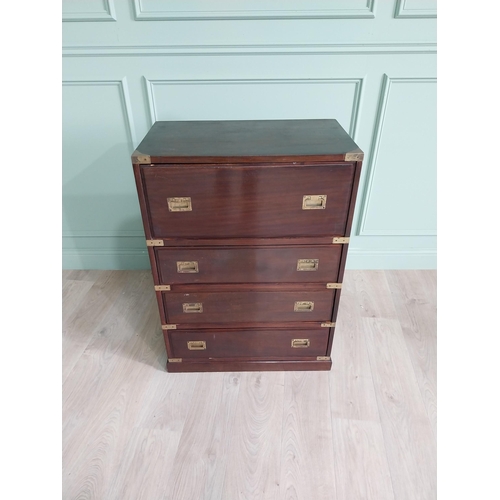 267 - Mahogany and brass bound campaign chest of drawers with fitted interior {100 cm H x 47 cm W x 33 cm ... 