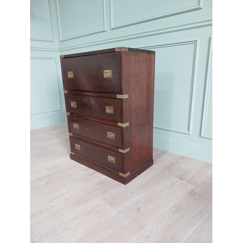 267 - Mahogany and brass bound campaign chest of drawers with fitted interior {100 cm H x 47 cm W x 33 cm ... 