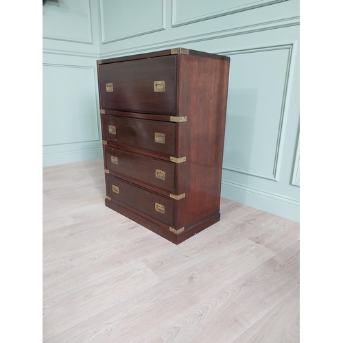 267 - Mahogany and brass bound campaign chest of drawers with fitted interior {100 cm H x 47 cm W x 33 cm ... 
