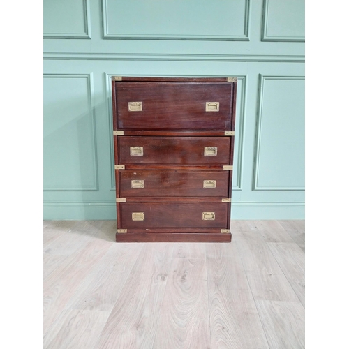 267 - Mahogany and brass bound campaign chest of drawers with fitted interior {100 cm H x 47 cm W x 33 cm ... 