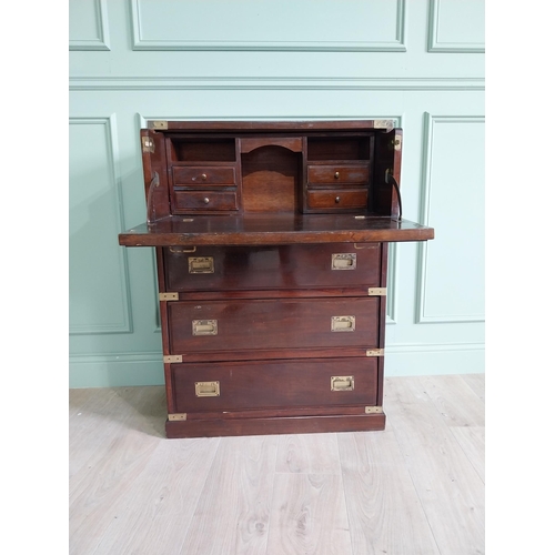 267 - Mahogany and brass bound campaign chest of drawers with fitted interior {100 cm H x 47 cm W x 33 cm ... 