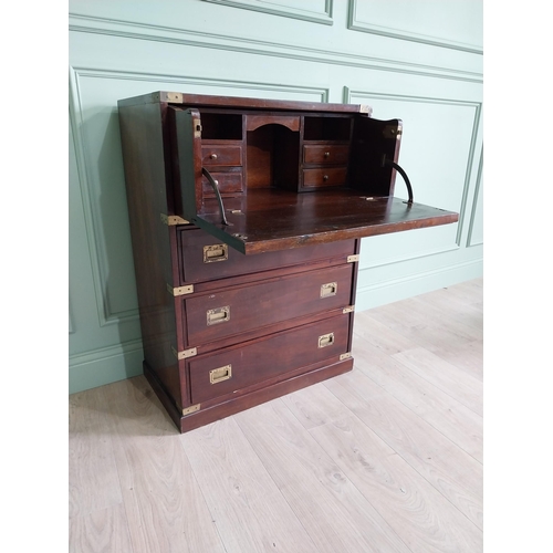 267 - Mahogany and brass bound campaign chest of drawers with fitted interior {100 cm H x 47 cm W x 33 cm ... 