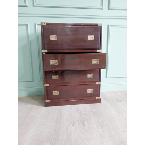 267 - Mahogany and brass bound campaign chest of drawers with fitted interior {100 cm H x 47 cm W x 33 cm ... 