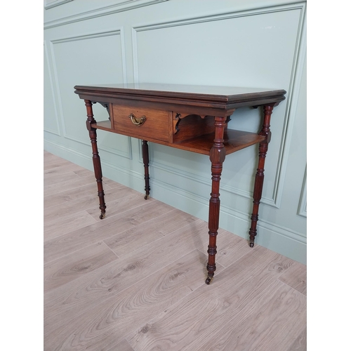 271 - Good quality 19th C. rosewood inlaid turn over leaf card table with single drawer in the frieze rais... 