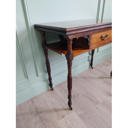271 - Good quality 19th C. rosewood inlaid turn over leaf card table with single drawer in the frieze rais... 