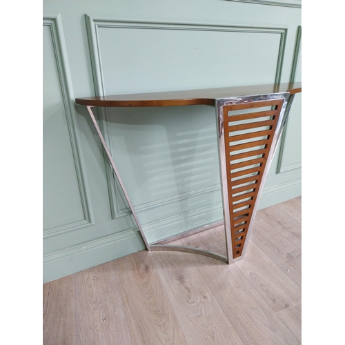 272 - Exceptional quality chrome and walnut console table in the Art Deco style {81 cm H x 121 cm W x 31 c... 