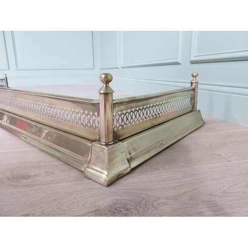273 - Good quality 19th C. pierced brass fire fender {20 cm H x 194 cm W x 51 cm D}.