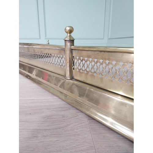 273 - Good quality 19th C. pierced brass fire fender {20 cm H x 194 cm W x 51 cm D}.