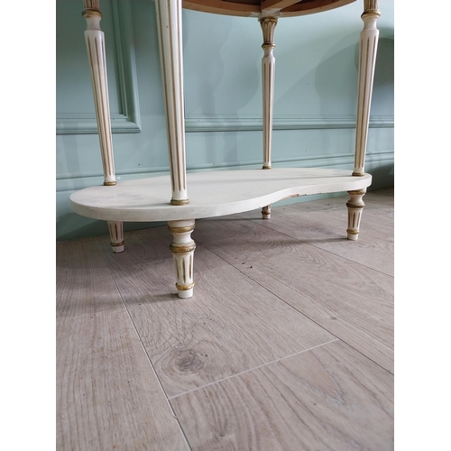 28 - Pair of good quality French painted bedside cabinets with marble tops and single drawer raised on tu... 