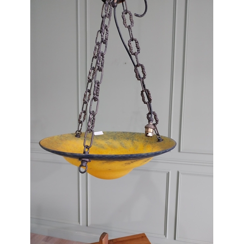 285 - Vintage end of day glass hanging shade {60 cm H x 40 cm Dia.}.