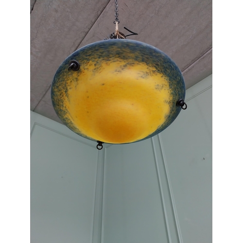 285 - Vintage end of day glass hanging shade {60 cm H x 40 cm Dia.}.