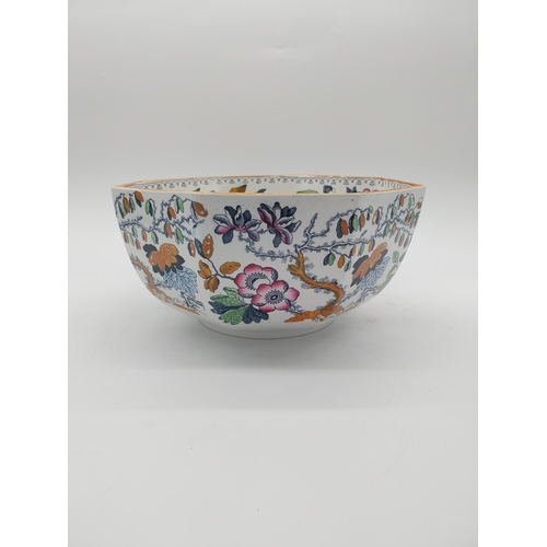 287 - Early 20th C. hand painted Masons ceramic jardini�re and water jug {14 cm H x 26 cm W x 27 cm D and ... 