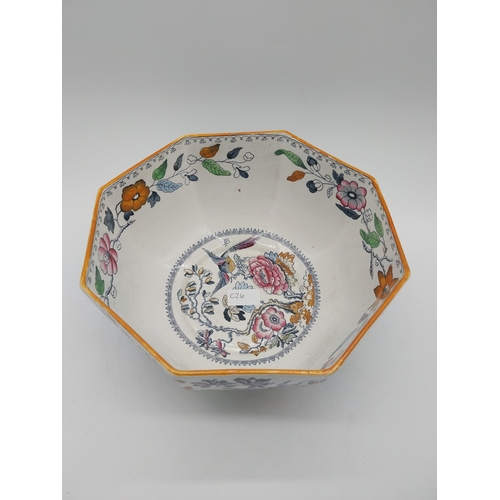 287 - Early 20th C. hand painted Masons ceramic jardini�re and water jug {14 cm H x 26 cm W x 27 cm D and ... 