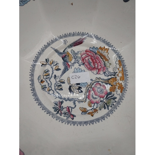 287 - Early 20th C. hand painted Masons ceramic jardini�re and water jug {14 cm H x 26 cm W x 27 cm D and ... 