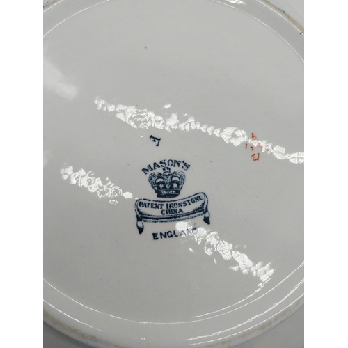 287 - Early 20th C. hand painted Masons ceramic jardini�re and water jug {14 cm H x 26 cm W x 27 cm D and ... 