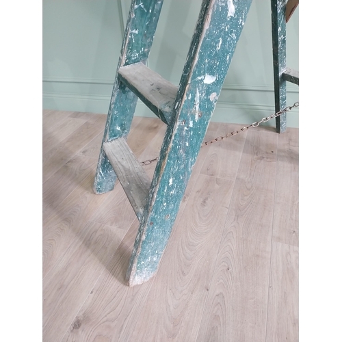 290 - Early 20th C. painted pine step ladders {173 cm H x 48 cm W x 110 cm D}.