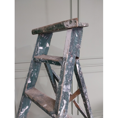 290 - Early 20th C. painted pine step ladders {173 cm H x 48 cm W x 110 cm D}.