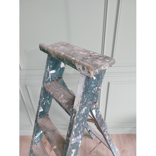 290 - Early 20th C. painted pine step ladders {173 cm H x 48 cm W x 110 cm D}.