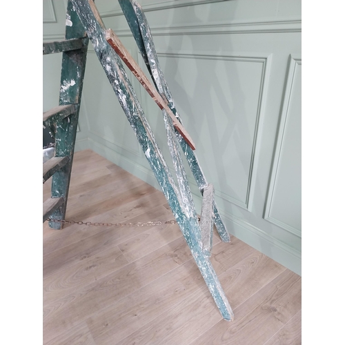 290 - Early 20th C. painted pine step ladders {173 cm H x 48 cm W x 110 cm D}.