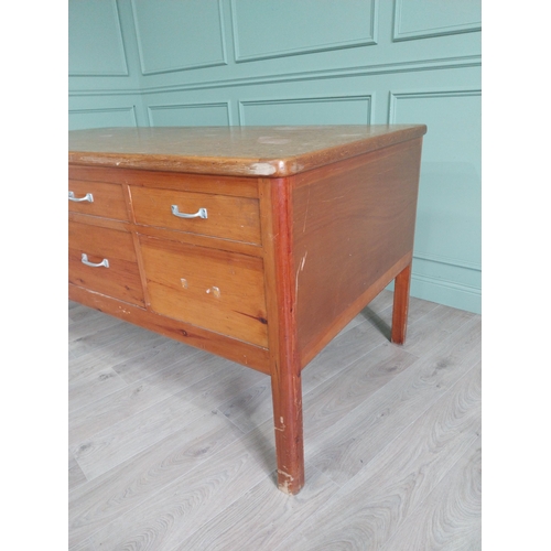 292 - 1950s pine kitchen island with eight bank of drawers raised on square legs {96 cm H x 202 cm W  x 10... 