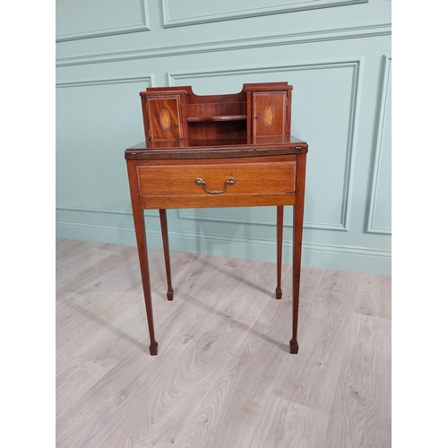294 - Edwardian mahogany ladies desk with single drawer in the frieze raised on square tapered legs {98 cm... 