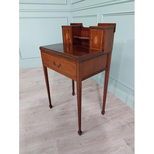 294 - Edwardian mahogany ladies desk with single drawer in the frieze raised on square tapered legs {98 cm... 