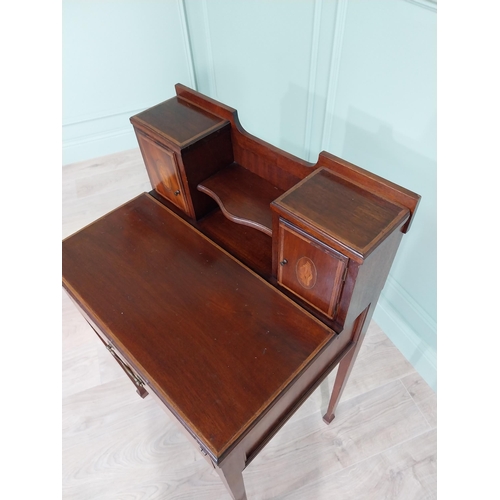 294 - Edwardian mahogany ladies desk with single drawer in the frieze raised on square tapered legs {98 cm... 