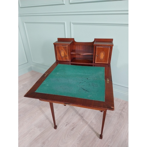 294 - Edwardian mahogany ladies desk with single drawer in the frieze raised on square tapered legs {98 cm... 