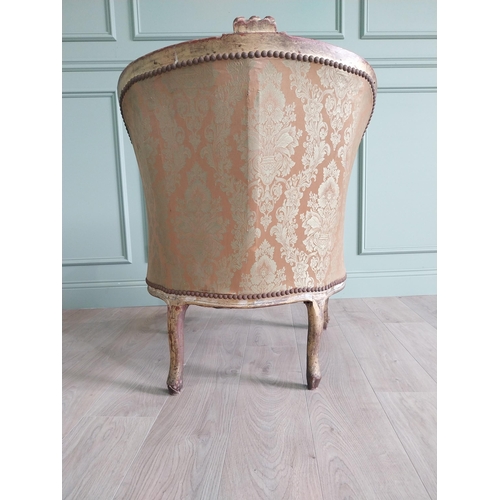 302 - French giltwood and upholstered armchair in the 19th C. style {87 cm H x 87 cm W x 70 cm D}.