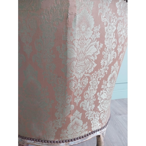 302 - French giltwood and upholstered armchair in the 19th C. style {87 cm H x 87 cm W x 70 cm D}.