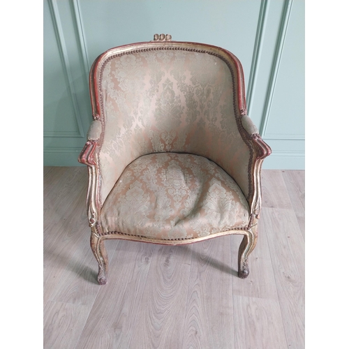 302 - French giltwood and upholstered armchair in the 19th C. style {87 cm H x 87 cm W x 70 cm D}.