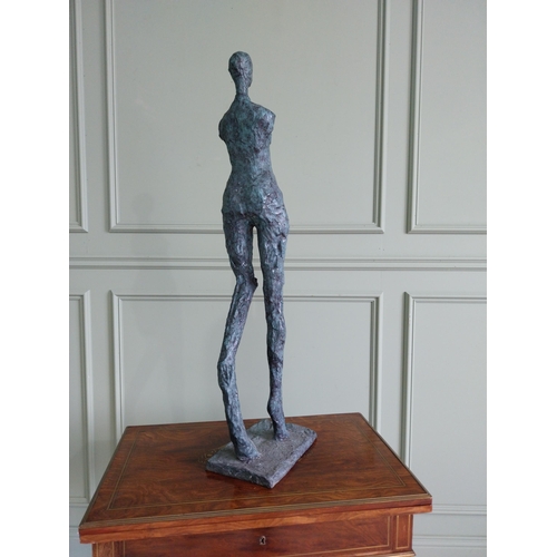 308 - Exceptional quality bronze sculpture of a Lady {96 cm H x 30 cm W x 17 cm D}.