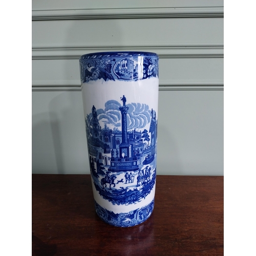 31 - Decorative ceramic blue and white stick stand {44 cm H x 20 cm Dia.}.