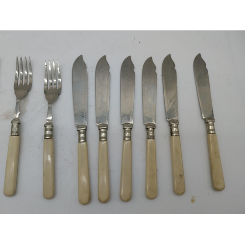 310 - Collection of Sheffield stainless steel cutlery with bone handles.