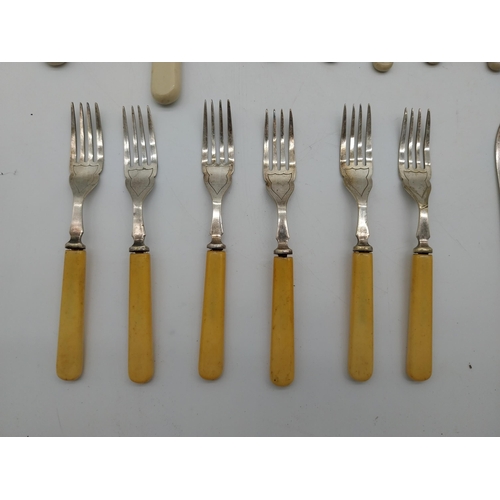 310 - Collection of Sheffield stainless steel cutlery with bone handles.