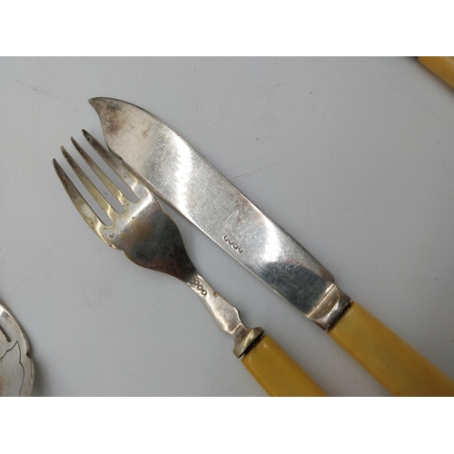 310 - Collection of Sheffield stainless steel cutlery with bone handles.