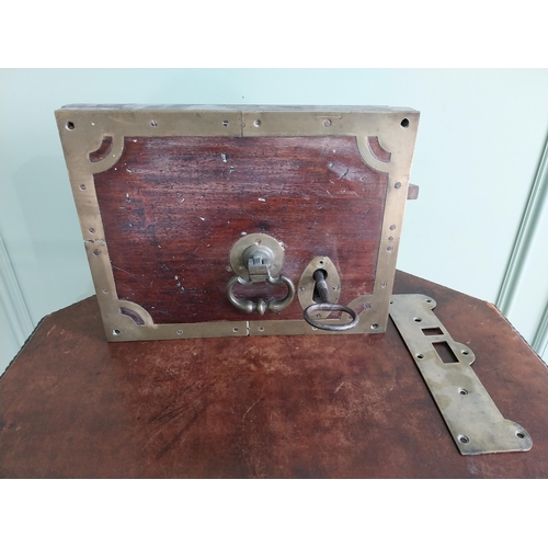 32 - Rare Irish Georgian mahogany and brass door lock {27 cm H x 36 cm W x 9 cm D}.