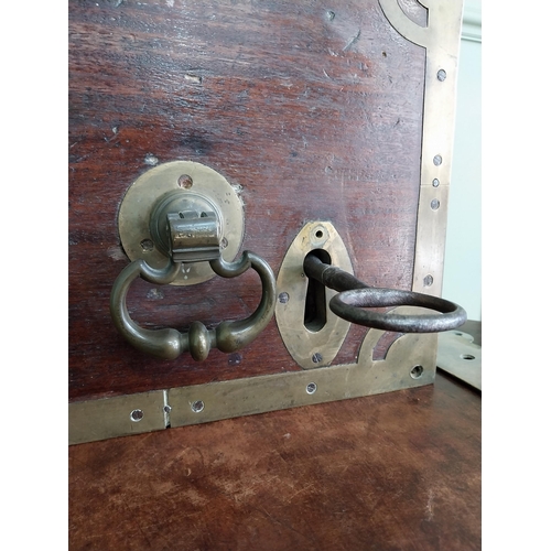 32 - Rare Irish Georgian mahogany and brass door lock {27 cm H x 36 cm W x 9 cm D}.