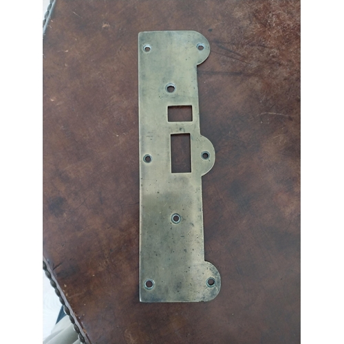 32 - Rare Irish Georgian mahogany and brass door lock {27 cm H x 36 cm W x 9 cm D}.