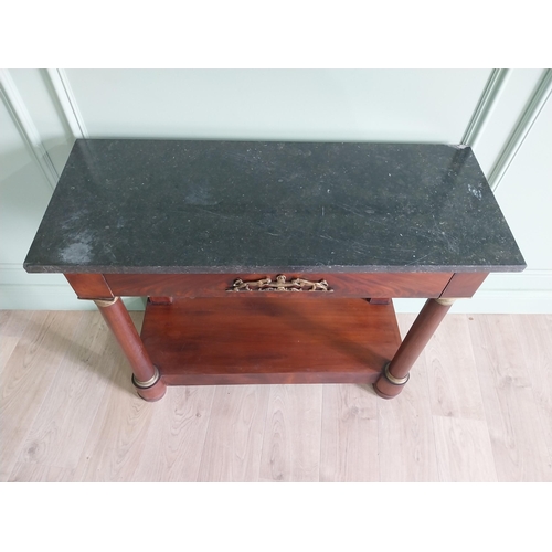 336 - William IV mahogany French console table with marble top and ormolu mounts {80 cm H x 96 cm W x 38 c... 