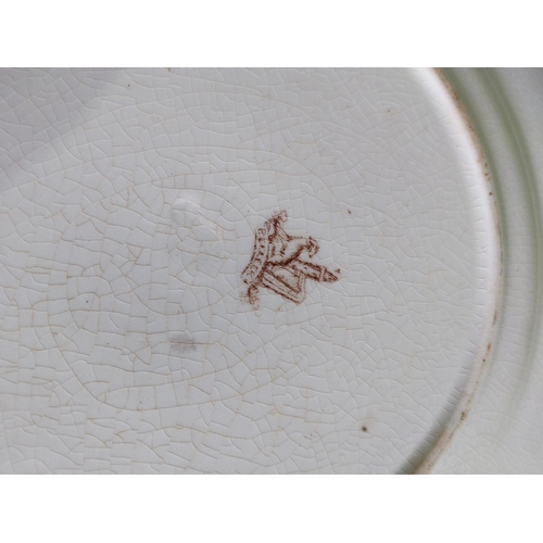 339 - Three first period Belleek dinner plates {27 cm Dia.}.