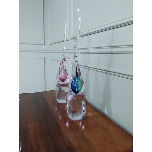 340 - Two Svaja glass sculptures {56 cm H x 10 cm W x 10 cm D}.